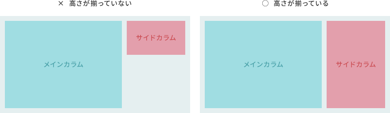 カラムの高さが揃っていない